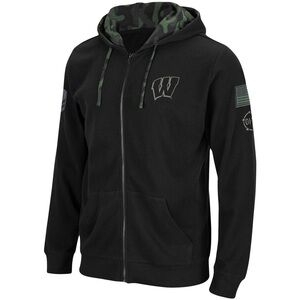 NWT Wisconsin Badgers Operation Hat Trick Full Zip Hoodie~Black~2XL~$60